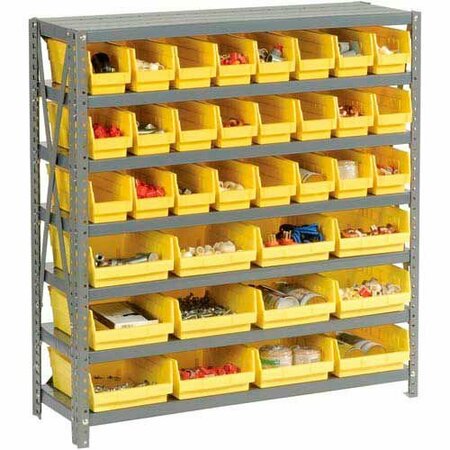 GLOBAL INDUSTRIAL Steel Shelving, Total 36 4inH Plastic Shelf Bins Yellow, 36x18x39-7 Shelves 603436YL